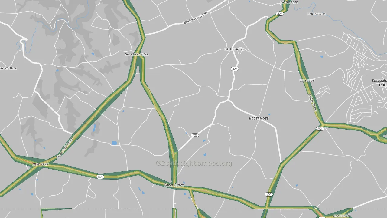 Fawn Grove, PA Map of Noise Levels in Fawn Grove