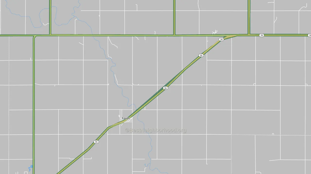 Faxon, OK Map of Noise Levels in Faxon