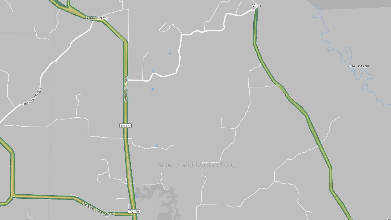 Fayette Corners, TN Map of Noise Levels in Fayette Corners