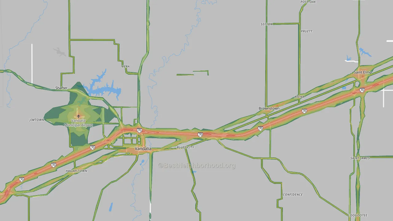 Fayette County, IL Map of Noise Levels in Fayette County
