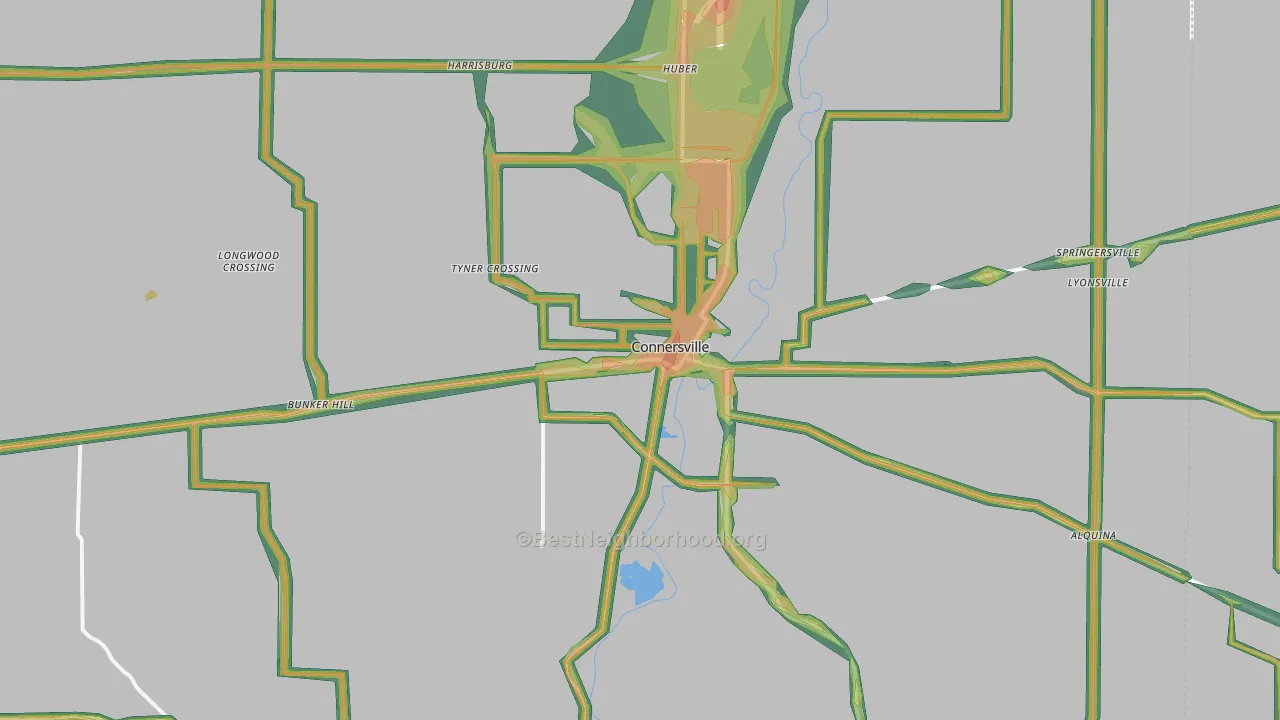 Fayette County, IN Map of Noise Levels in Fayette County