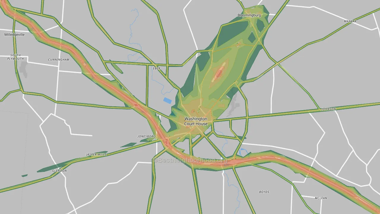 Fayette County, OH Map of Noise Levels in Fayette County