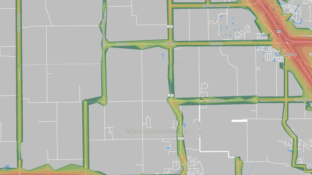 Fayette, IN Map of Noise Levels in Fayette
