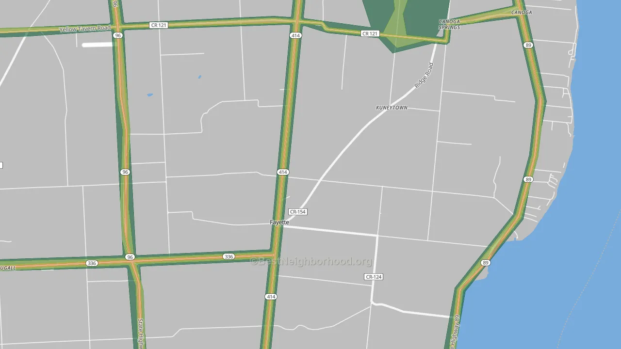 Fayette, NY Map of Noise Levels in Fayette