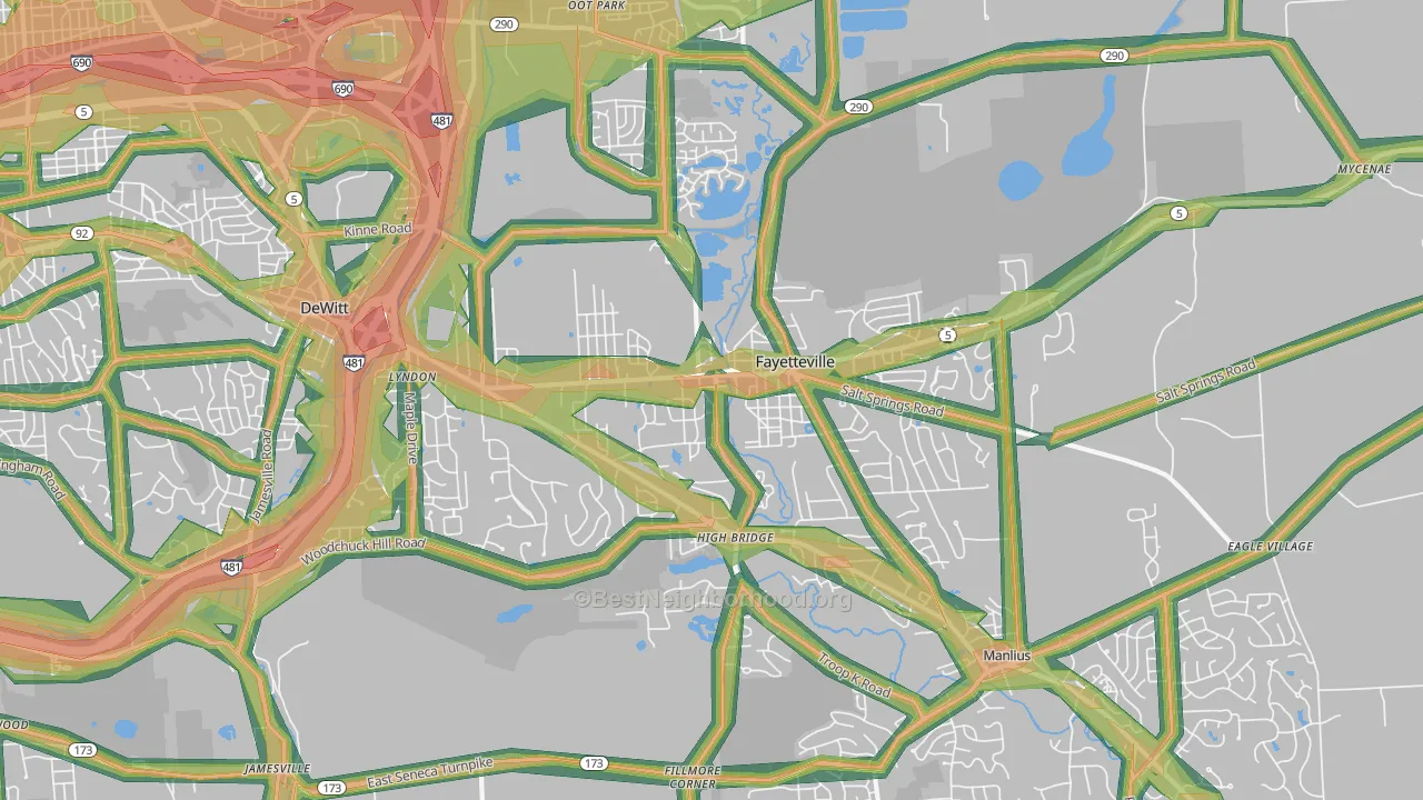 Fayetteville, NY Map of Noise Levels in Fayetteville