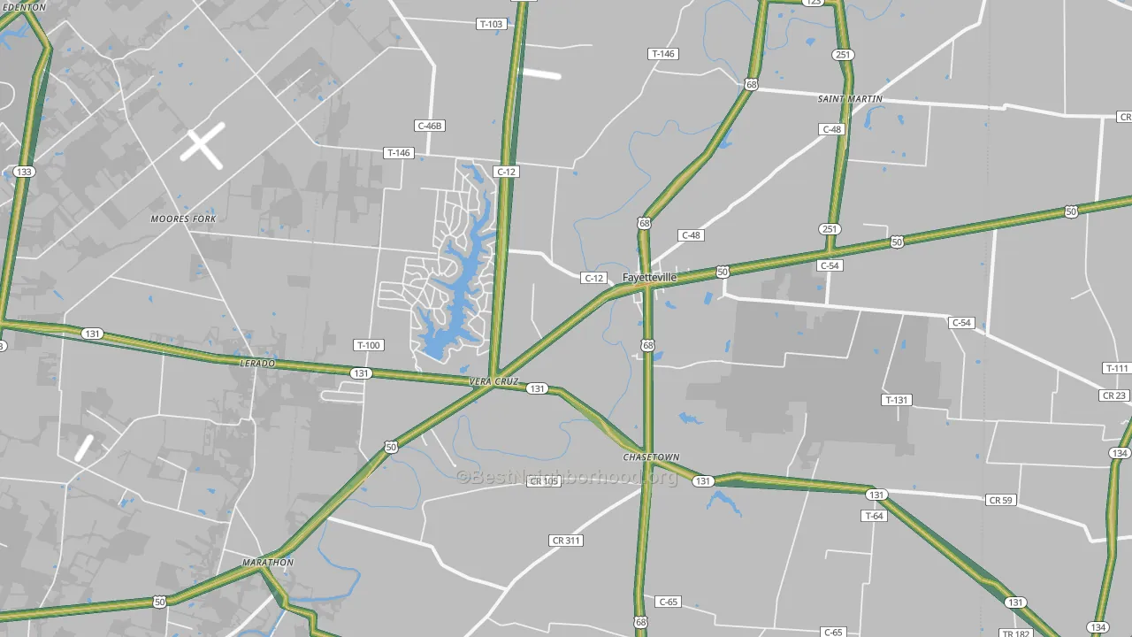 Fayetteville, OH Map of Noise Levels in Fayetteville