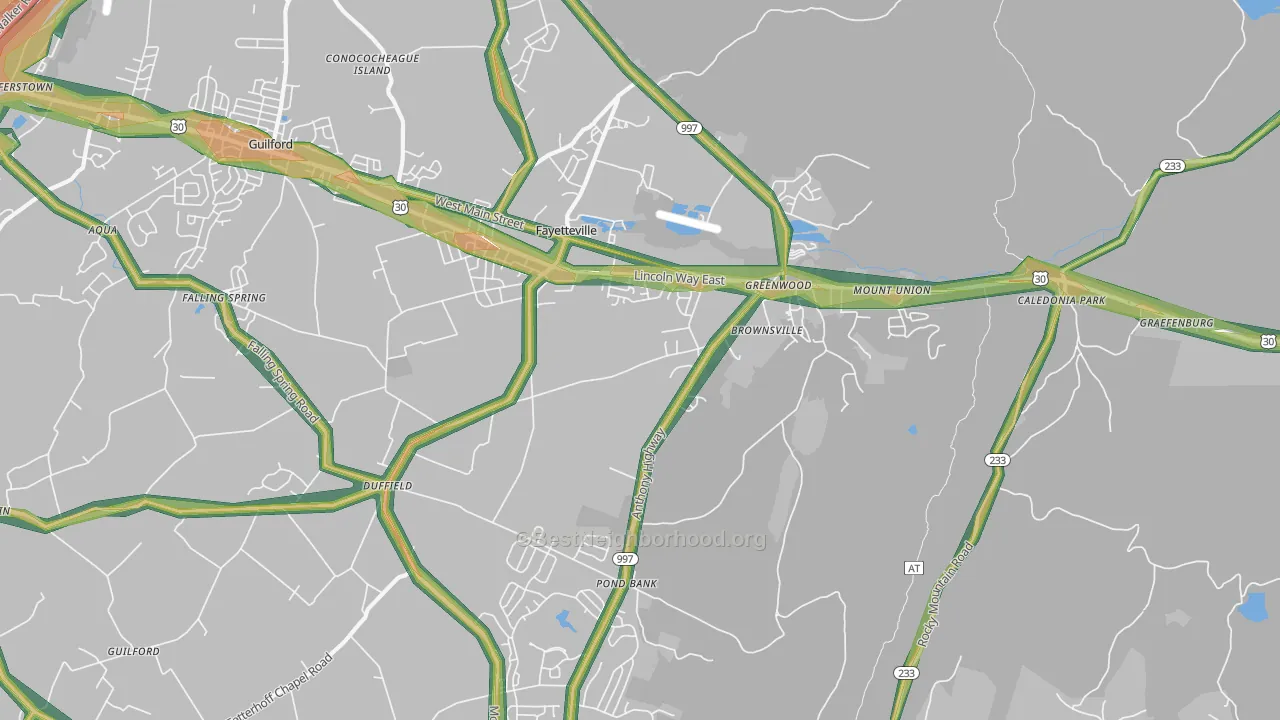 Fayetteville, PA Map of Noise Levels in Fayetteville