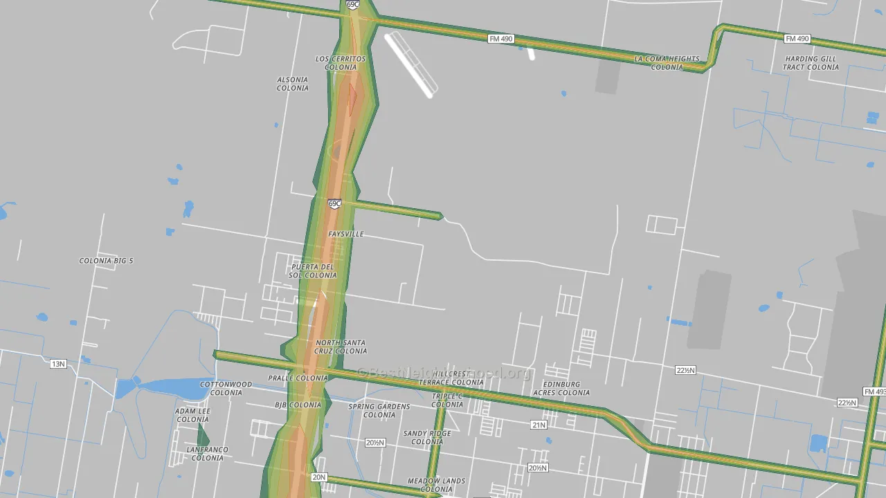 Faysville, TX Map of Noise Levels in Faysville