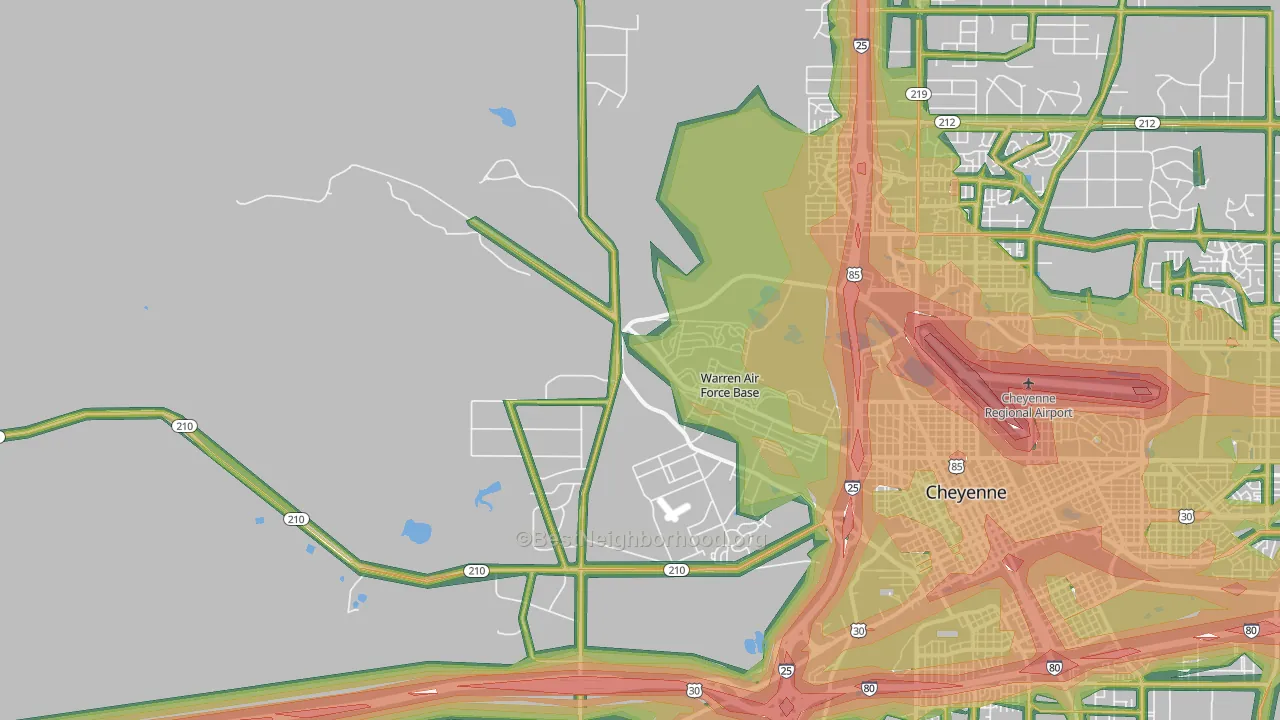 Fe Warren Afb, WY Map of Noise Levels in Fe Warren Afb