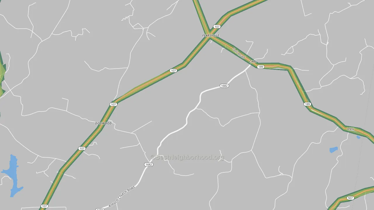 Fearsville, KY Map of Noise Levels in Fearsville