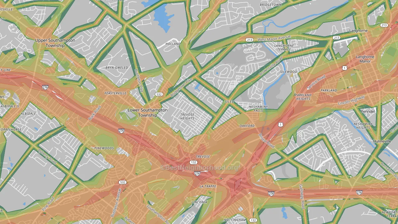 Feasterville-Trevose, PA Map of Noise Levels in Feasterville-Trevose
