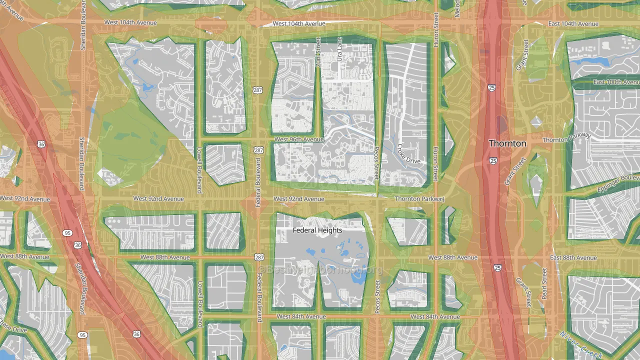 Federal Heights, CO Map of Noise Levels in Federal Heights