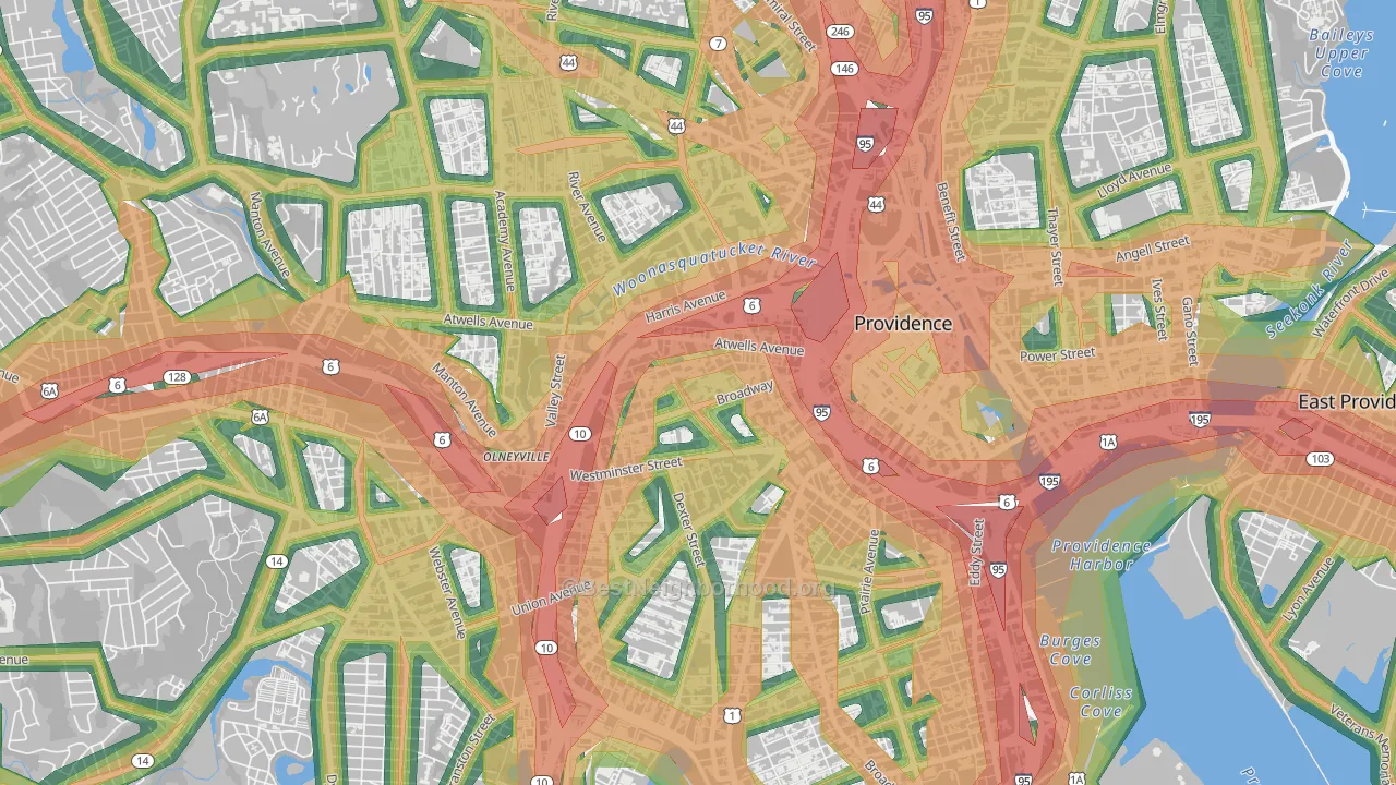 Federal Hill, Providence, RI Map of Noise Levels in Federal Hill