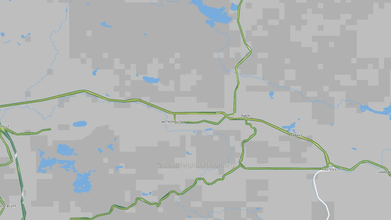 Felch, MI Map of Noise Levels in Felch