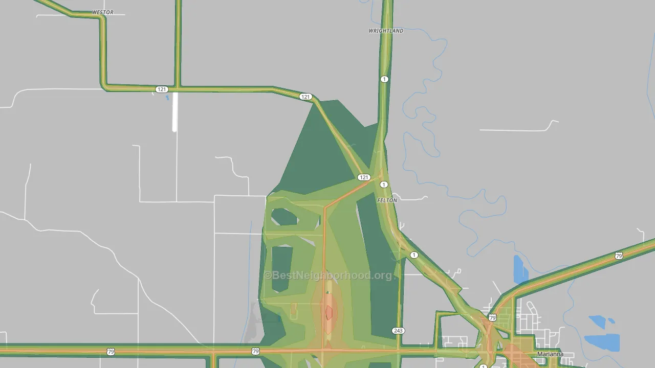 Felton, AR Map of Noise Levels in Felton