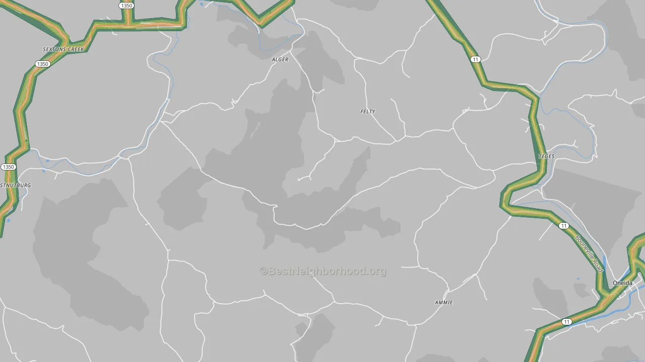 Felty, KY Map of Noise Levels in Felty