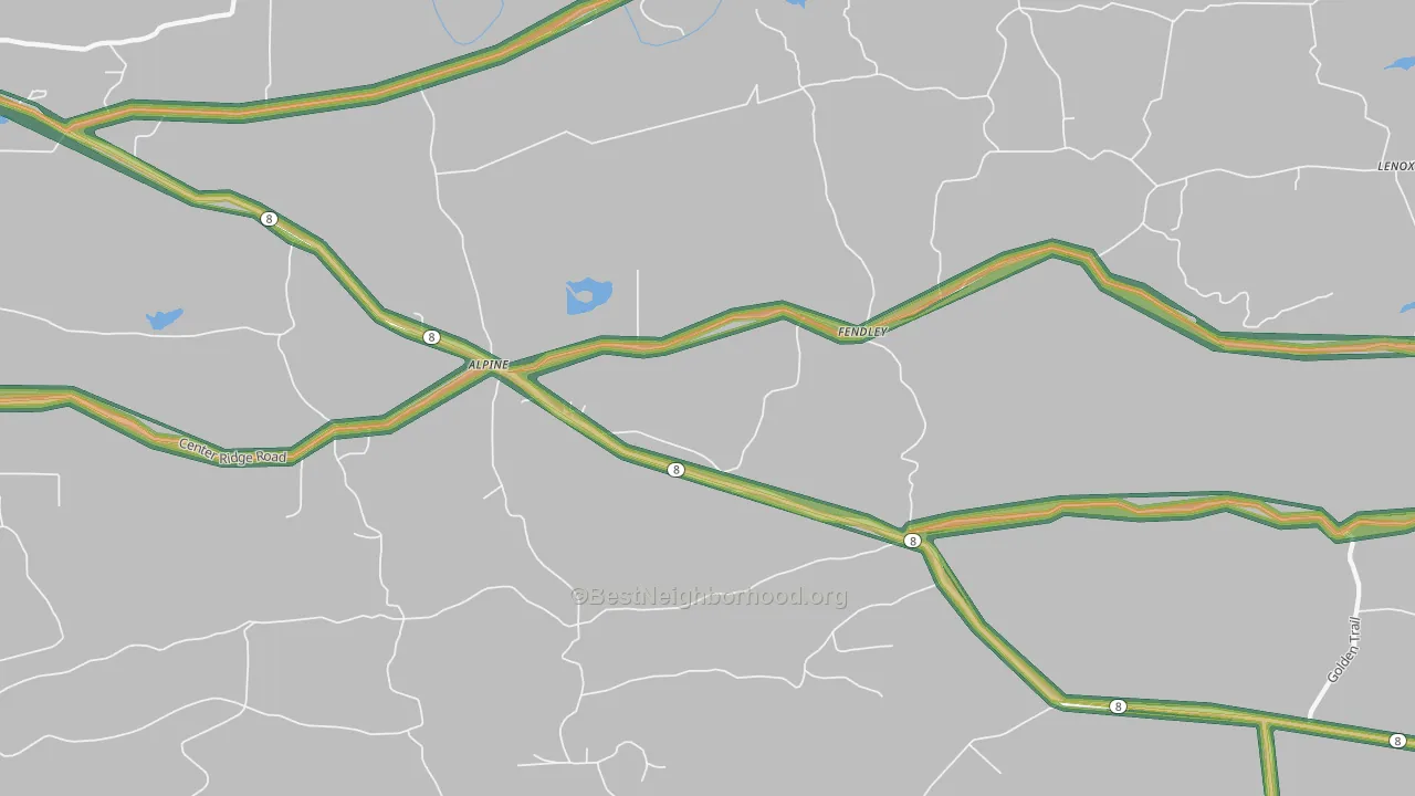 Fendley, AR Map of Noise Levels in Fendley