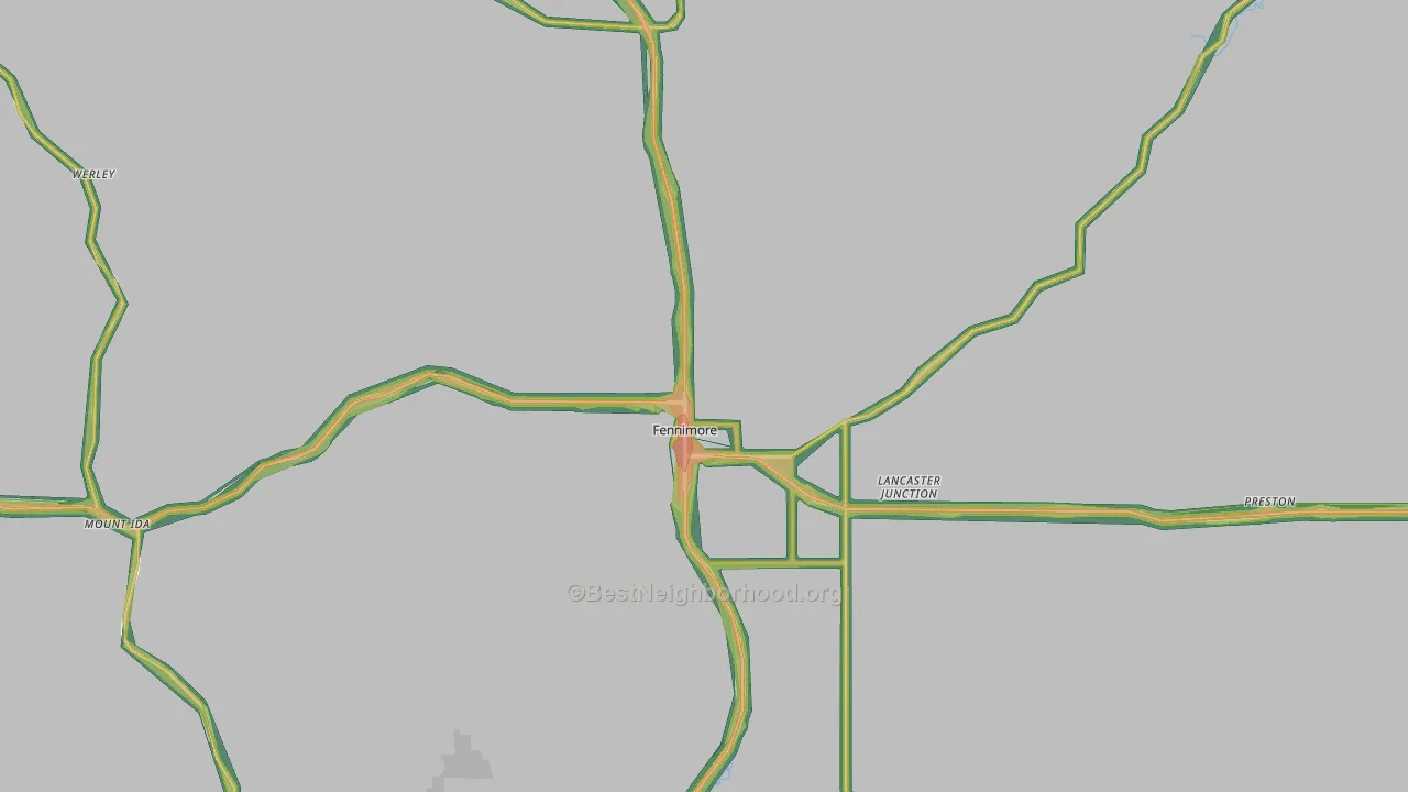 Fennimore, WI Map of Noise Levels in Fennimore