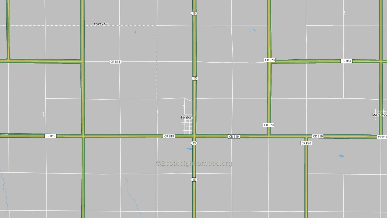 Fenton, IA Map of Noise Levels in Fenton