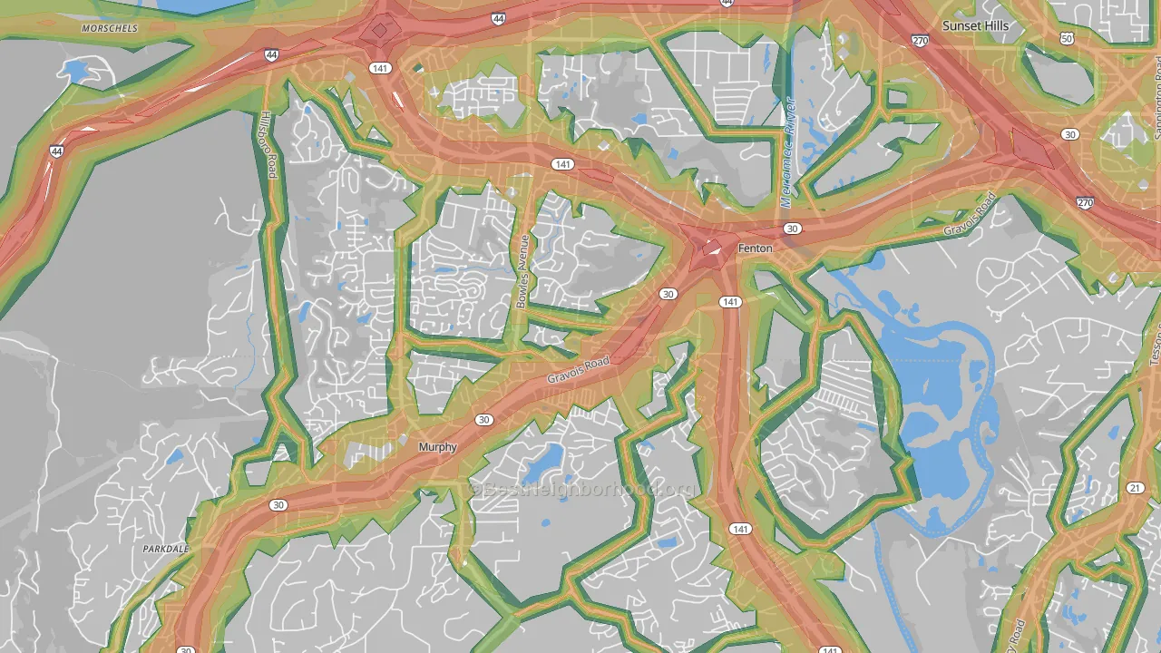 Fenton, MO Map of Noise Levels in Fenton
