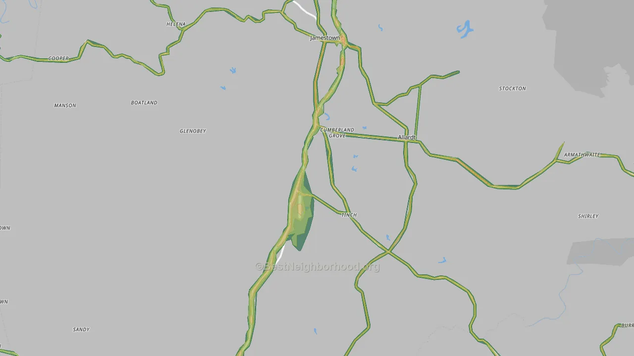 Fentress County, TN Map of Noise Levels in Fentress County