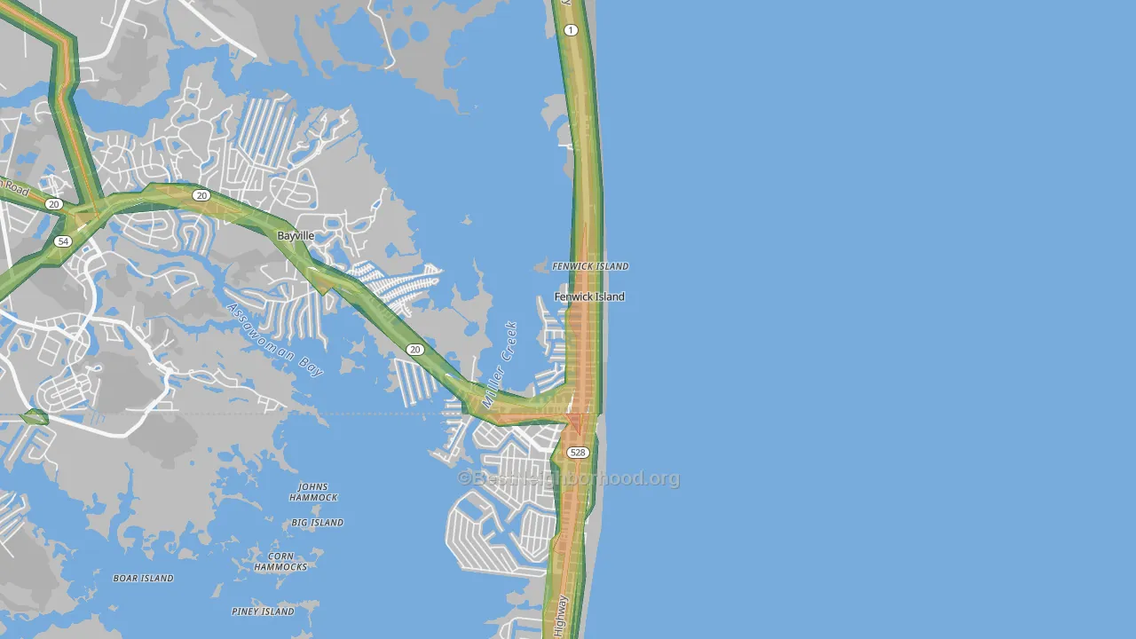 Fenwick Island, DE Map of Noise Levels in Fenwick Island