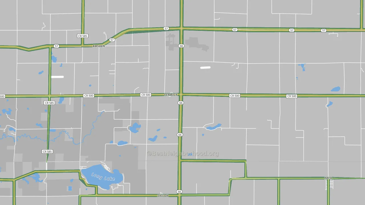 Fenwick, MI Map of Noise Levels in Fenwick
