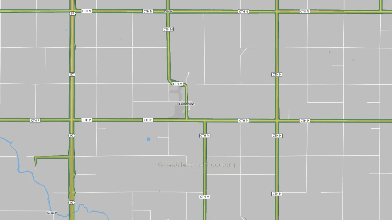 Fenwood, WI Map of Noise Levels in Fenwood