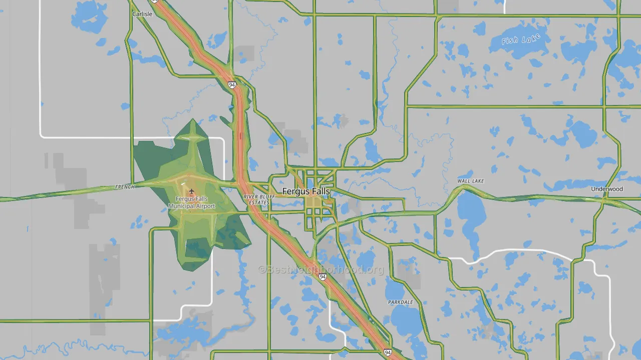 Fergus Falls, MN Map of Noise Levels in Fergus Falls