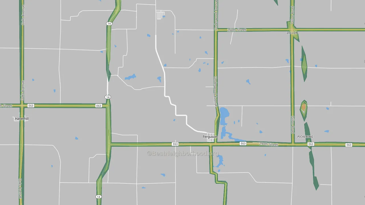 Ferguson, IA Map of Noise Levels in Ferguson