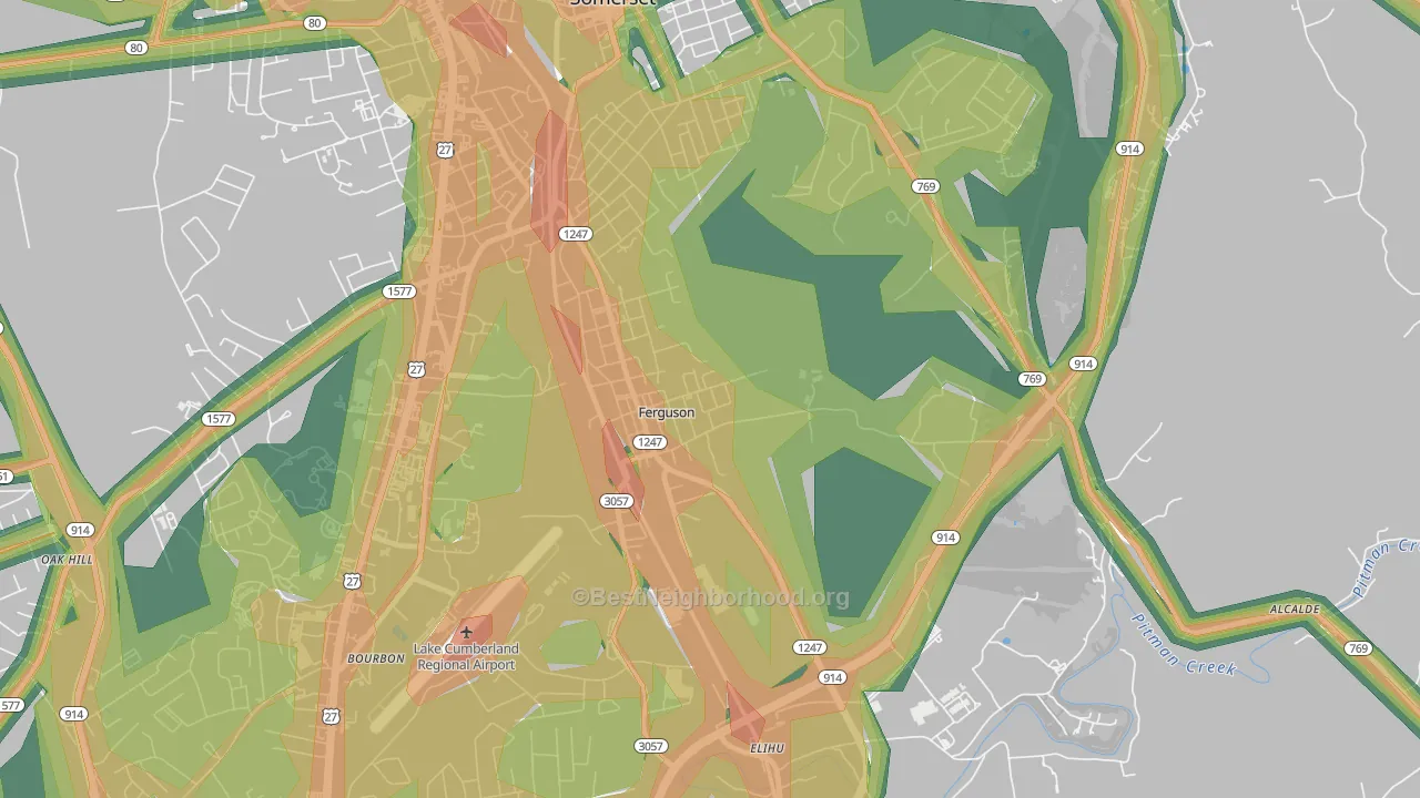 Ferguson, KY Map of Noise Levels in Ferguson