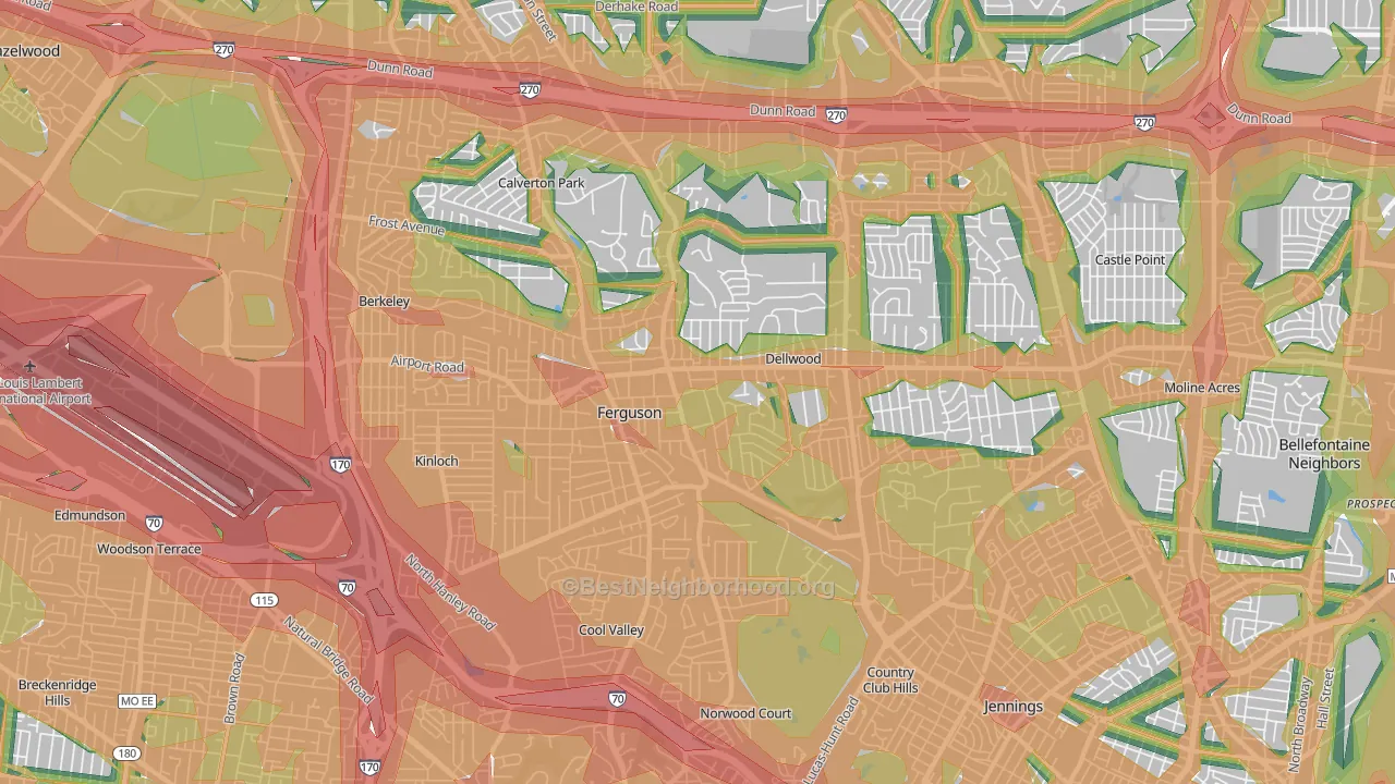 Ferguson, MO Map of Noise Levels in Ferguson