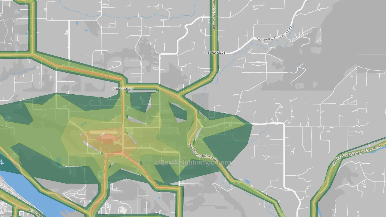 Fern Prairie, WA Map of Noise Levels in Fern Prairie