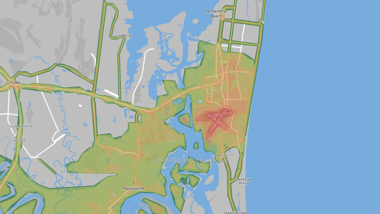 Fernandina Beach, FL Map of Noise Levels in Fernandina Beach