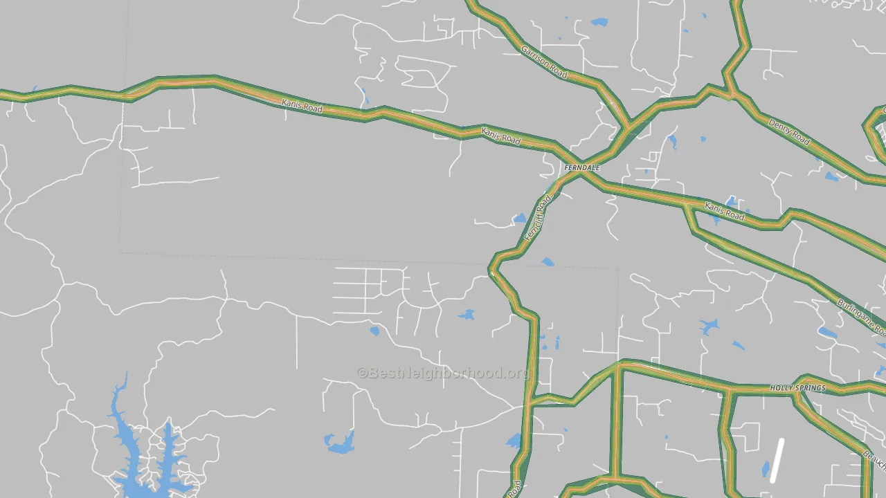 Ferndale, AR Map of Noise Levels in Ferndale
