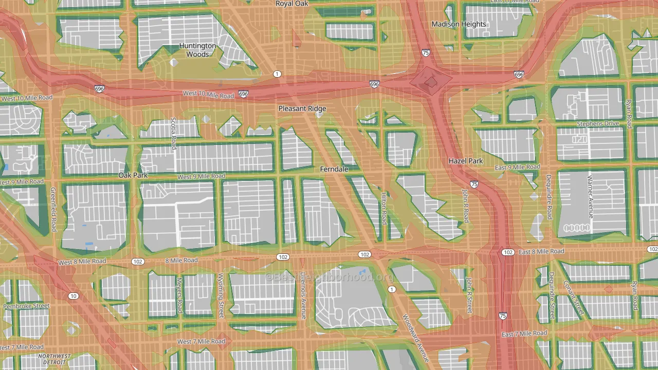 Ferndale, MI Map of Noise Levels in Ferndale