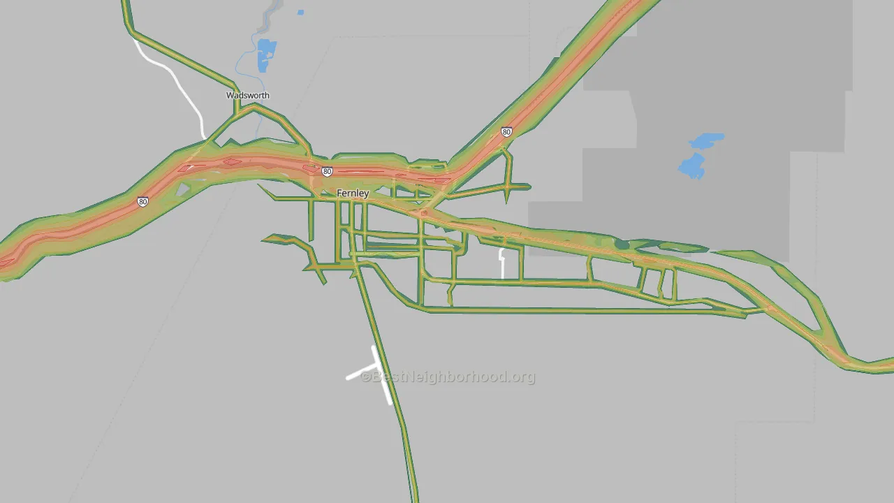 Fernley, NV Map of Noise Levels in Fernley
