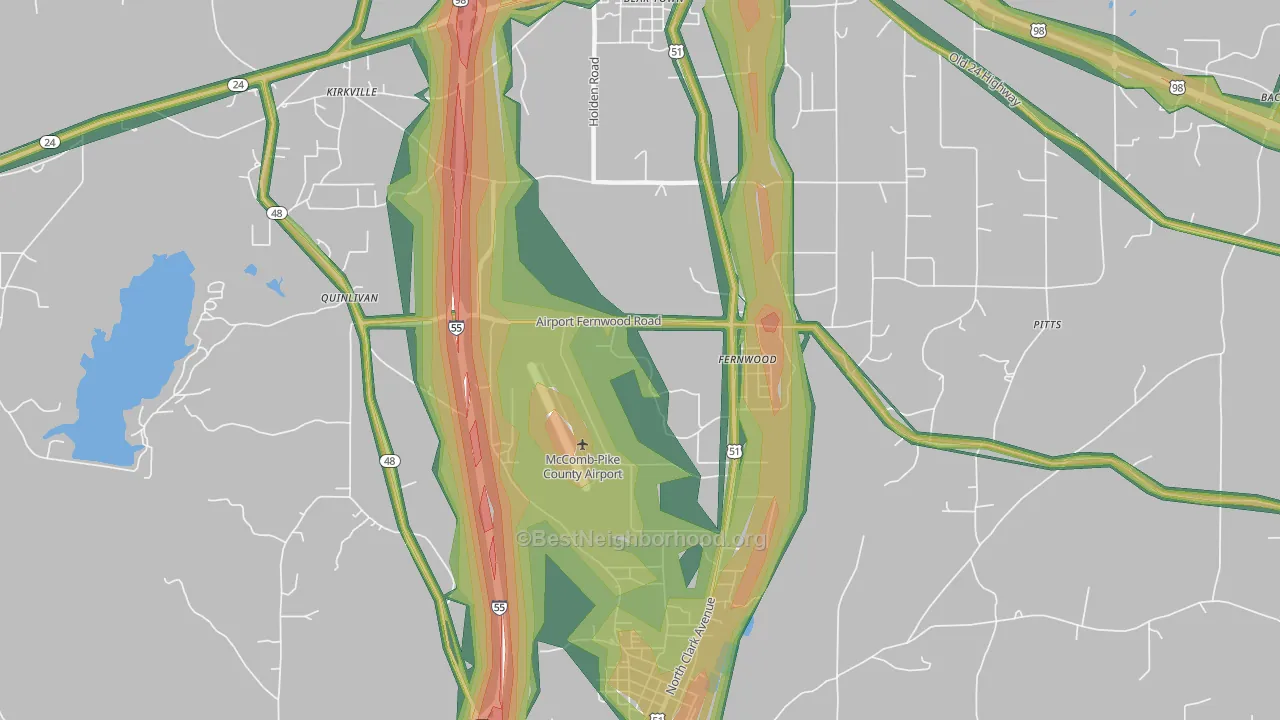 Fernwood, MS Map of Noise Levels in Fernwood