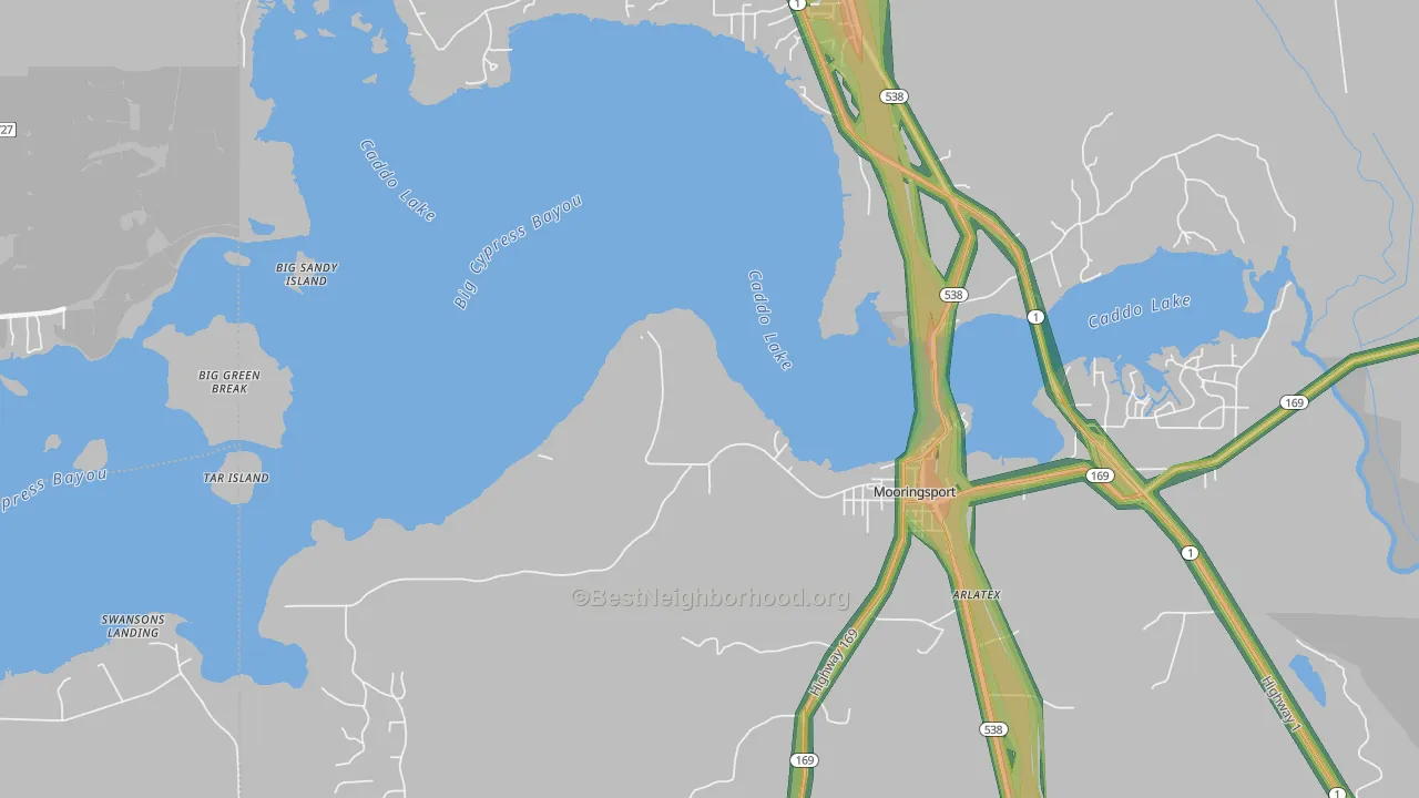 Ferry Lake, LA Map of Noise Levels in Ferry Lake