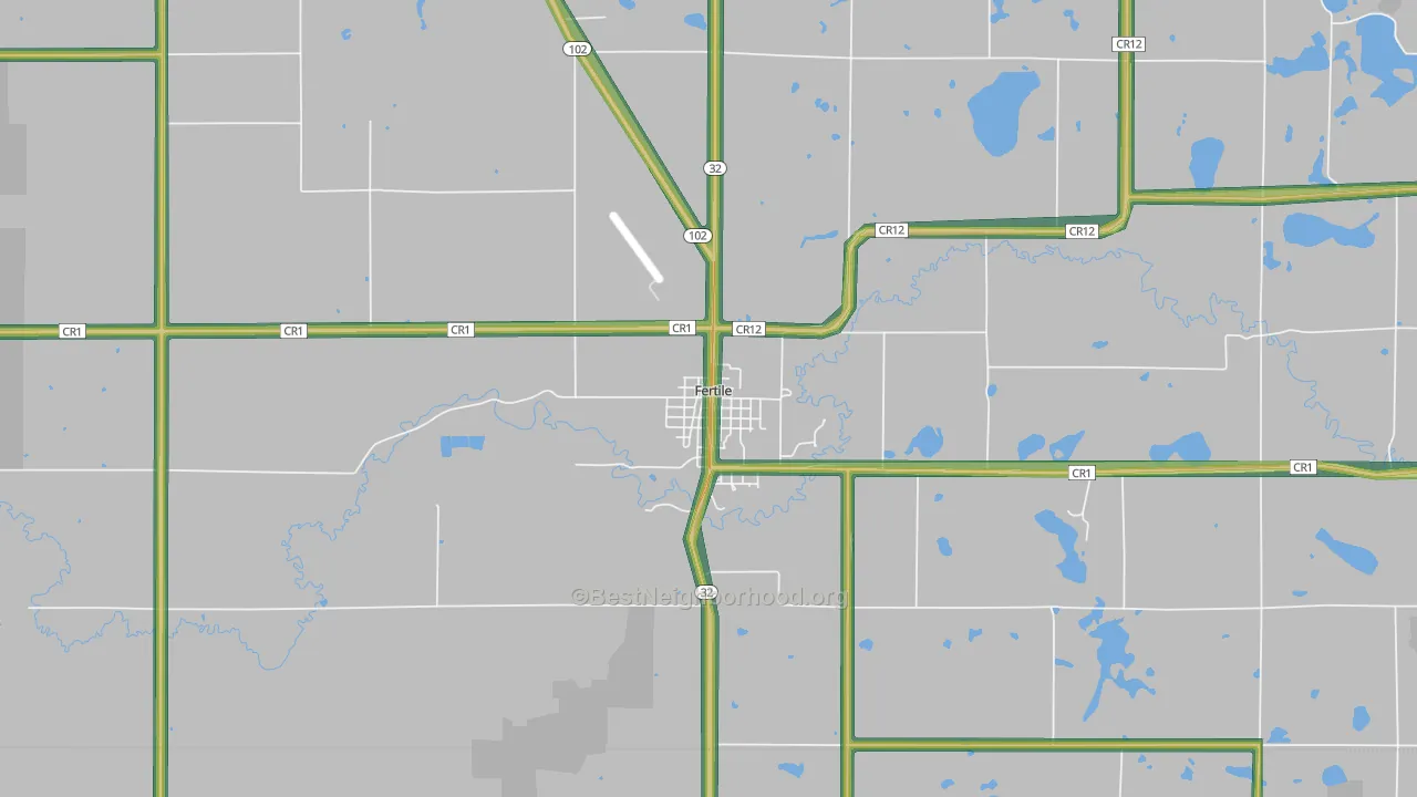 Fertile, MN Map of Noise Levels in Fertile