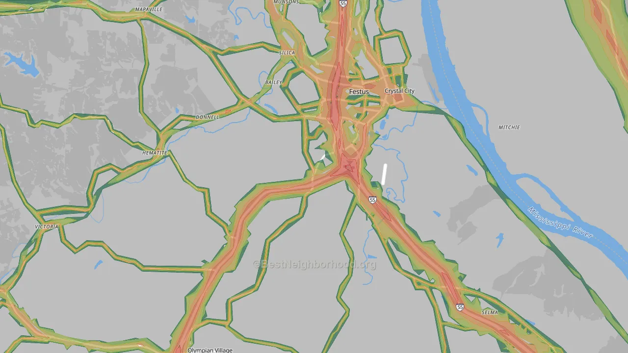 Festus, MO Map of Noise Levels in Festus