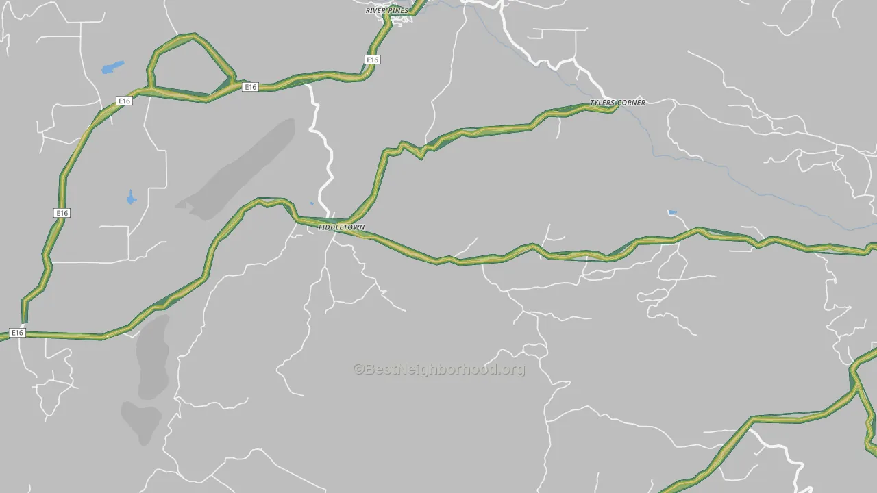 Fiddletown, CA Map of Noise Levels in Fiddletown