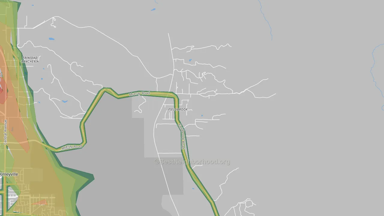 Fieldbrook, CA Map of Noise Levels in Fieldbrook