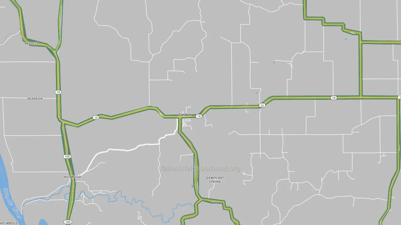 Fieldon, IL Map of Noise Levels in Fieldon