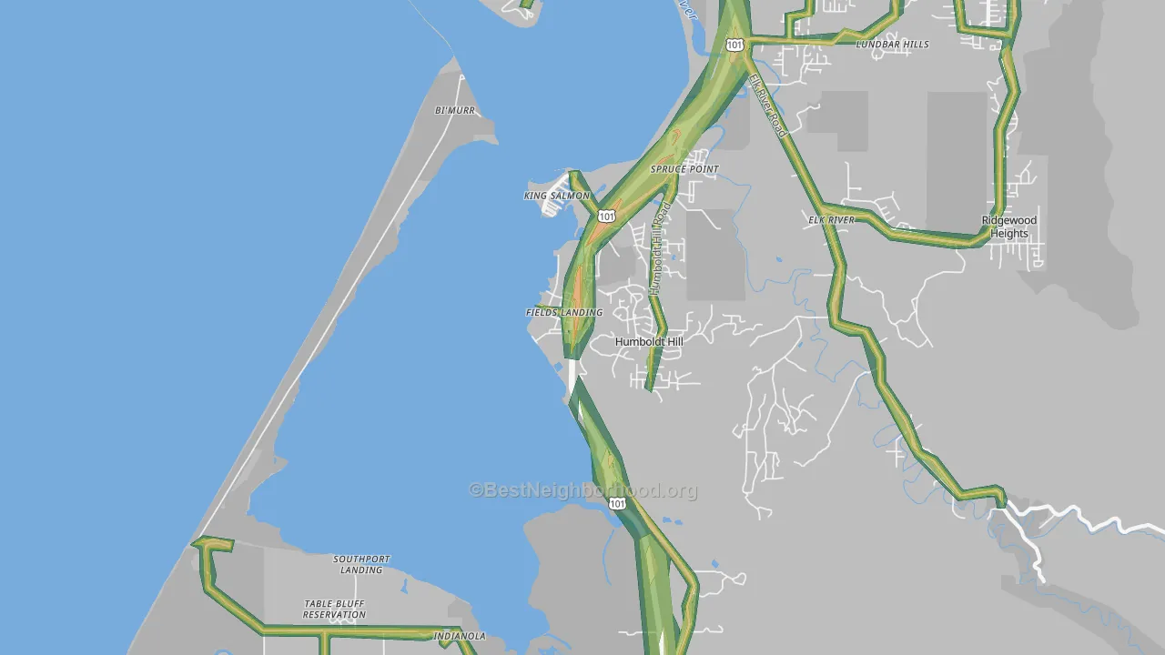 Fields Landing, CA Map of Noise Levels in Fields Landing