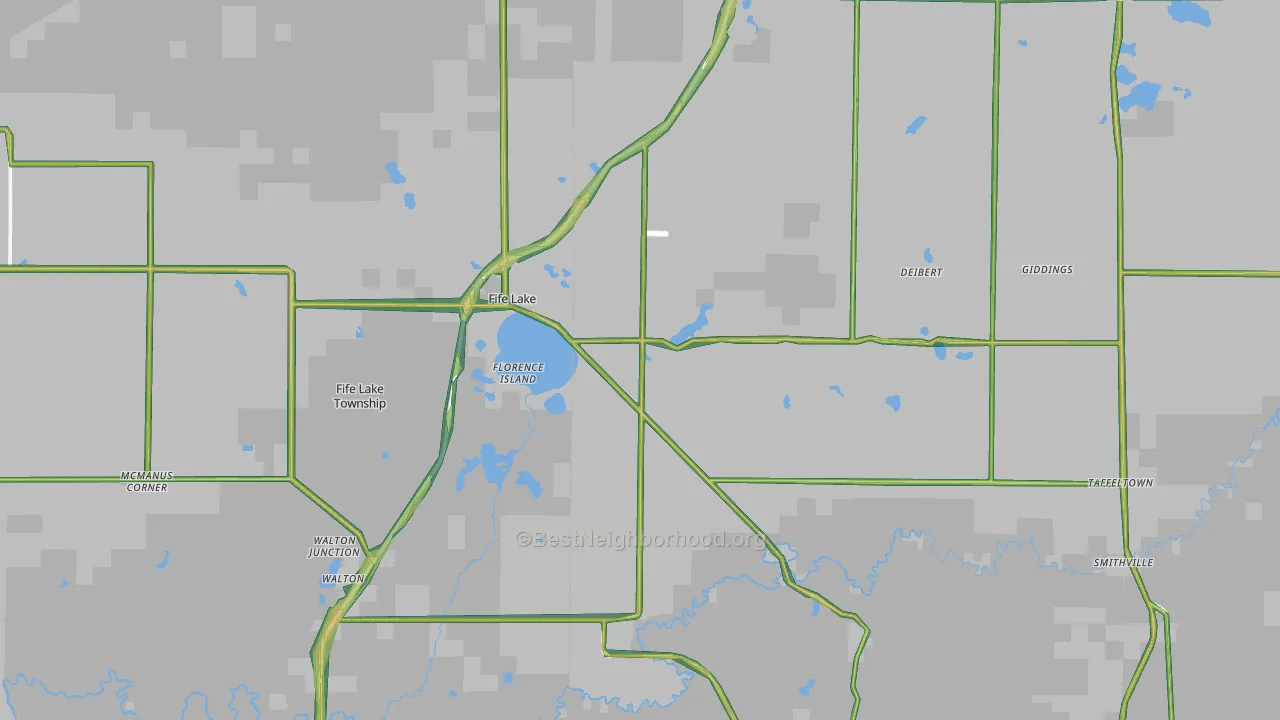 Fife Lake, MI Map of Noise Levels in Fife Lake