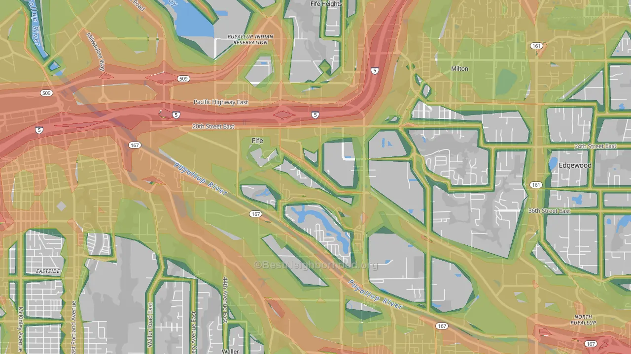 Fife, WA Map of Noise Levels in Fife