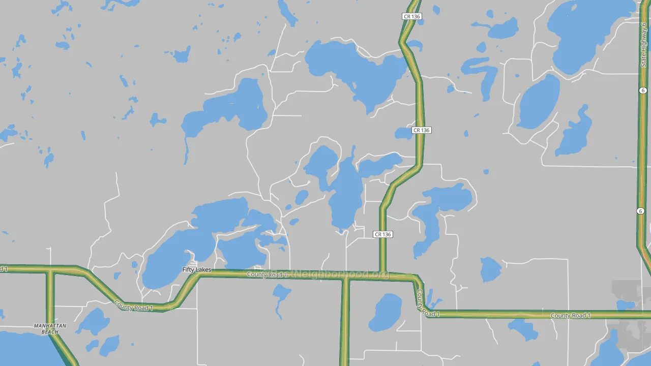 Fifty Lakes, MN Map of Noise Levels in Fifty Lakes
