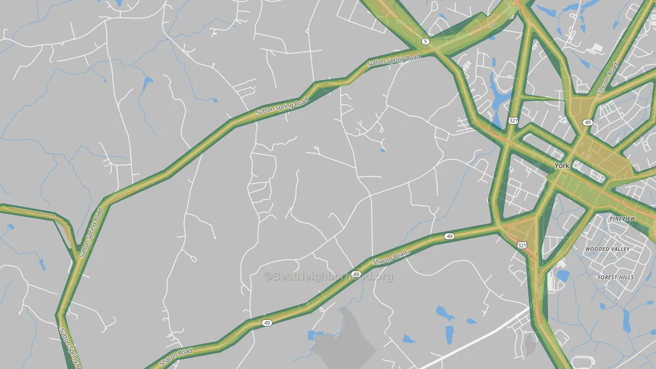 Filbert, SC Map of Noise Levels in Filbert