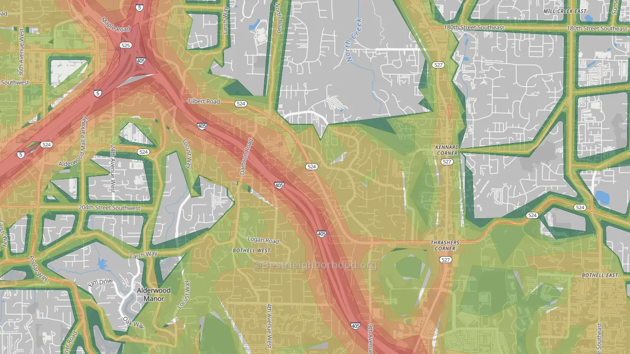 Filbert-Winesap, Bothell West, WA Map of Noise Levels in Filbert-Winesap